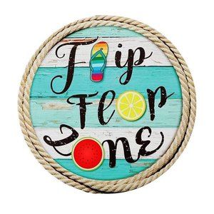 2 Pieces Flip Flop Summer Sign Swimming Pool Zone Sign Flip Flop wood